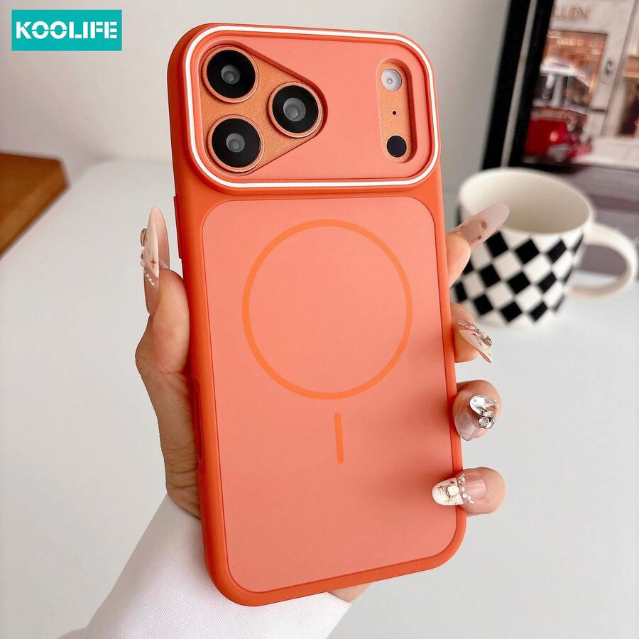 KOOLIFE 磁吸奢華啞光雙色親膚高端防撞防摔 Apple 手機保護殼 橘色，適用於 iPhone 18 Pro/18 Pro Max/17 Pro Max/16 Pro Max/15 Pro Max/14 Pro Max/13 Pro Max/17 Pro/16 Pro/15 Pro/14 Pro/13 Pro/17/16/15/14/13/12 Pro Max/12 Pro/12/11 機型；情侶禮物，支援無線充電，防摔硬殼，週年禮物，加厚全包覆手機殼