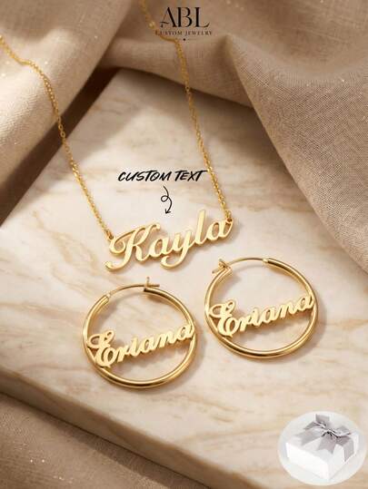 Bộ trang sức khắc tên theo yêu cầu, Bộ trang sức tên, Dây chuyền khắc tên cá nhân, Bộ trang sức nữ, Quà tặng trang sức cho mẹ, Quà tặng cá nhân hóa, Quà Giáng sinh, Quà tặng cá nhân hóa cho phái nữ, Trang sức cho phù dâu