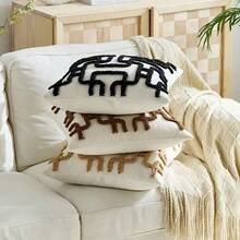 1 buah Sarung Bantal Hias Geometris Chenille Bohemian, Sarung Bantal Dekoratif Sempurna untuk Tempat Tidur, Sofa, Bangku Luar Ruangan di Rumah, Isian Bantal Tidak Termasuk - cokelat - View 2