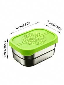 304 Stainless Steel Rectangular Sauce Bowl With Silicone Lid, Children's Snack Storage Box, Leak-Proof Salad Dressing Container - Silver - View 16