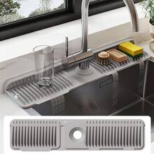 Silicone Sink Mat, Anti-Splash With Quick Drying, Ideal Protector For Stone Sinks In Kitchen And Bathroom - Gray - View 1