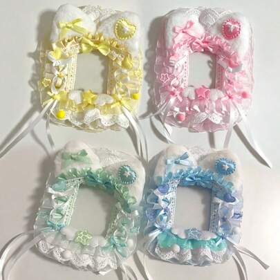 1件套新款可爱甜美蕾丝照片展示卡套装，手工DIY成品二次元卡通动漫明星角色粉丝配件收藏小卡套，偶像粉丝圈透明洛丽塔卡套