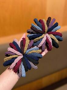 Random 50/100/150/200pcs Morandi Color Unisex Elastic Soft Mesh Hair Ties, Suitable For Daily Commute, Home, Dance, Yoga, Outdoor Sports, Fashion Minimalist Casual Hair Accessories, Women's Hair Accessories, Women's Accessories, Women's Gifts - Multicolor - View 3