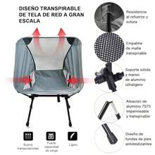 2 Piezas Silla Plegable Camping, Portátil con Bolsa de Transporte, Sillas de Campismo de Playa Al Aire Libre, Silla Liviana para Mochileros, Jardín, Playa, Pesca, Camping, Viajes - Gris - Ver 6