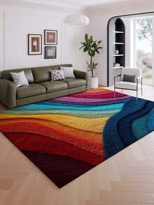 1pc Modern Stylish Indoor Decorative Large Rug, New Faux Wool Washable Bottom Indoor Carpet, Living Room Rug, Sofa Rug, Bedroom Rug, Bedside Anti-Slip Mat, Room Floor Mat, Dining Kitchen Rug, Office Chair Pad, Entryway Doormat, Outdoor Picnic Blanket, Camping Mat - Multicolor-1 - View 11