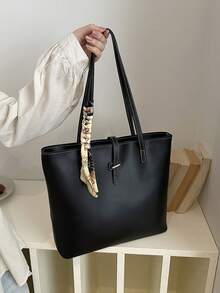 New Arrival Luxury Patterned Versatile Women Shoulder Tote Bag - Black - View 4