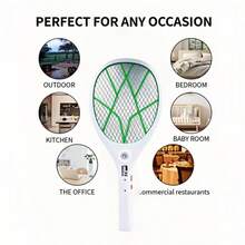 Electric Mosquito Racket, Rechargeable Repellent Racket, Three-Layer Encrypted Protective Net To Prevent Accidental Contact, High-Voltage Net For Rapid Mosquito Killing, Easily Repels Mosquitoes, Flies, And Other Flying Insects. Rechargeable And ,  And , Portable Handheld, Suitable For Home, Dorm, Outdoor Camping, Insect Exterminator, Electric Mosquito Racket - US A Type Plug(110-127V) - View 3
