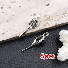 5个哥特朋克复古古董银色锌合金镂空骷髅头吊坠，可用于DIY首饰制作，如项链、手链、耳环等，亦可作为派对礼物。 - 銀色 - 查看 15
