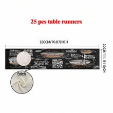 1/25pcs Chalkboard Coffee Pattern Printed Linen Table Runner, Suitable For Holiday Parties, Birthday Dinners, Kitchen And Dining Room Decor, Furniture And Home Textile Decoration. It Is A Multi-Purpose Home Decor Item Suitable For All Seasons, Perfect For Party And Holiday Decorations, As Well As A Great Gift For Parents And Friends. - Multicolor - View 11