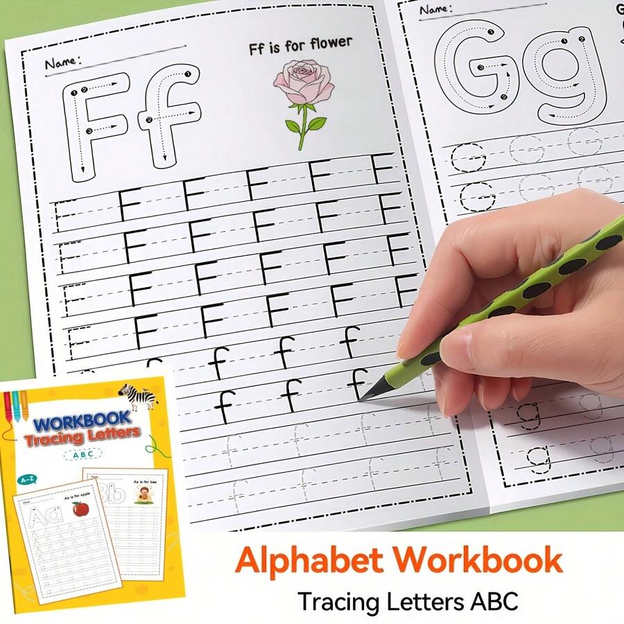 32-Page Reusable Letter Practice Workbook, Suitable For Preschoolers, Helps Them Recognize Letters, Uppercase And Lowercase Conversion, And Writing Skills. It Is A Reusable Workbook, Ideal For Pencil Grip Practice And Back-To-School Season. - Multicolor - View 1