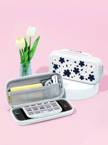 1pc Deep Blue & White Floral Pattern Protective Case/Cover, Compatible With Switch2 (2025), Switch NS, Switch OLED, Switch Lite, Accessories For Switch 2nd Gen/Switch, Full Set Including Storage Bag, Game Card Case, Best Gift For Switch Players - Multicolor - View 18