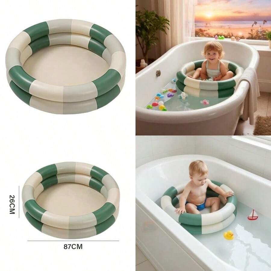 Yosoo Health Gear Piscina Inflable para Niños, Piscina de Juegos Acuáticos de Material de PVC para Niños de 3 a 6 Años, Piscina Inflable Portátil, Material Espesado, Piscina Infantil Inflable - raya verde - Ver 1