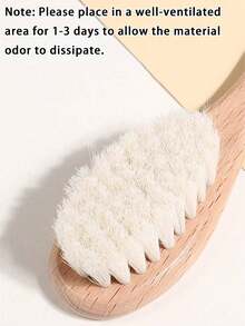 1pc Soft Wool Bathing Brush - Personalized Carved Wooden Handle, Gentle Care For Newborn Scalp, Suitable For Daily Use, Shower, Full Moon Celebration And Girl Scout Day Gift. (Note: Please Place In A Ventilated Area For 1-3 Days To Dissipate The Material Odor) - Ginger - View 7