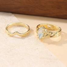 2pcs/Set Vintage Handmade Hollow Carved Copper Rings, Elegant & Versatile Rings For Women, Suitable For Daily Wear And Festivals - Gold - View 5