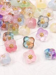 beadia 5-30个/包 复古四瓣花玻璃吊坠，桂花吊坠，玻璃吊坠DIY配件，适用于珠宝耳环手链项链DIY制作 - 吊墜 - 查看 3