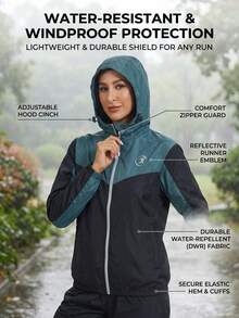 Women's Hooded Windproof Waterproof Lightweight Jacket With Pockets, Suitable For Outdoor Hiking And Travel Sports - Black - View 6