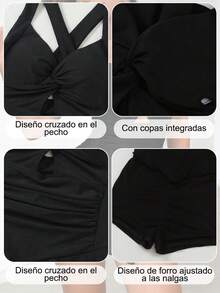 Women Swim Dresses - Black - View 7