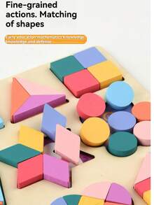 Montessori Early Education Cognitive Matching Wooden Geometric Shapes Puzzle, Intelligence Development Toy For Children Aged 3-6, Montessori Early Education Shape And Color Recognition - Multicolor - View 9