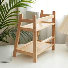 1 pieza Organizador de escritorio de bambú de 2 niveles, estantería vertical, estantería de almacenamiento multifuncional para encimera, estantería para especias de gran capacidad para la cocina, soporte para tazas de té y tazas de café, estantería de exhibición, estantería de decoración del hogar - Estantería de almacenamiento de estilo rústico, tratamiento de superficie de madera natural, puede almacenar artículos de cocina, cosméticos, bocadillos, plantas en maceta y organizador de escritorio - Multicolor - Ver 4