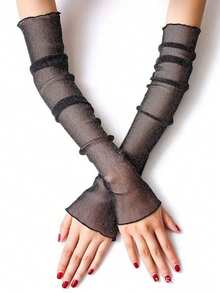 Lace UV Protection Arm Sleeves, Women's Thin Ice Silk Long Gloves For Driving & Cycling - Multicolor - View 10