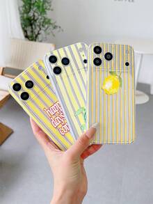 Bộ 3 ốp lưng điện thoại TPU trong suốt chống rơi, chống trượt, mềm mại, in họa tiết sọc vàng và chữ Lemon Turtle bằng công nghệ UV, ốp lưng thời trang tương thích với iPhone 7/8/7 Plus/8 Plus/X/XS/XR/XS Max/11/11 Pro/11 Pro Max/12/12 Pro/12 Pro Max/12 Mini/13/13 Pro/13 Pro Max/13 Mini/14/14 Pro/14 Pro Max/14 Plus/15/15 Pro/15 Pro Max - Nhiều màu - Xem 1