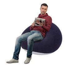 6 Pcs  Small Bean Bag Chair  Inflatable Chair Blow Up Games Chairs Foldable Flocking Inflatable Sofa Portable Inflatable Chair For Living Room Bedroom(Orange, Coffee Color,Deep Blue) - Navy Blue - View 5