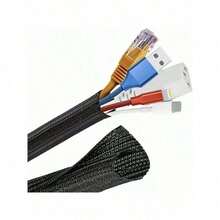 Funda trenzada de PET autobloqueante y expansible para cables DIY, conducto de cables flexible con superposición automática, organizador de cables adecuado para TV, computadora, gestión de cables de home theater - negro - Ver 3