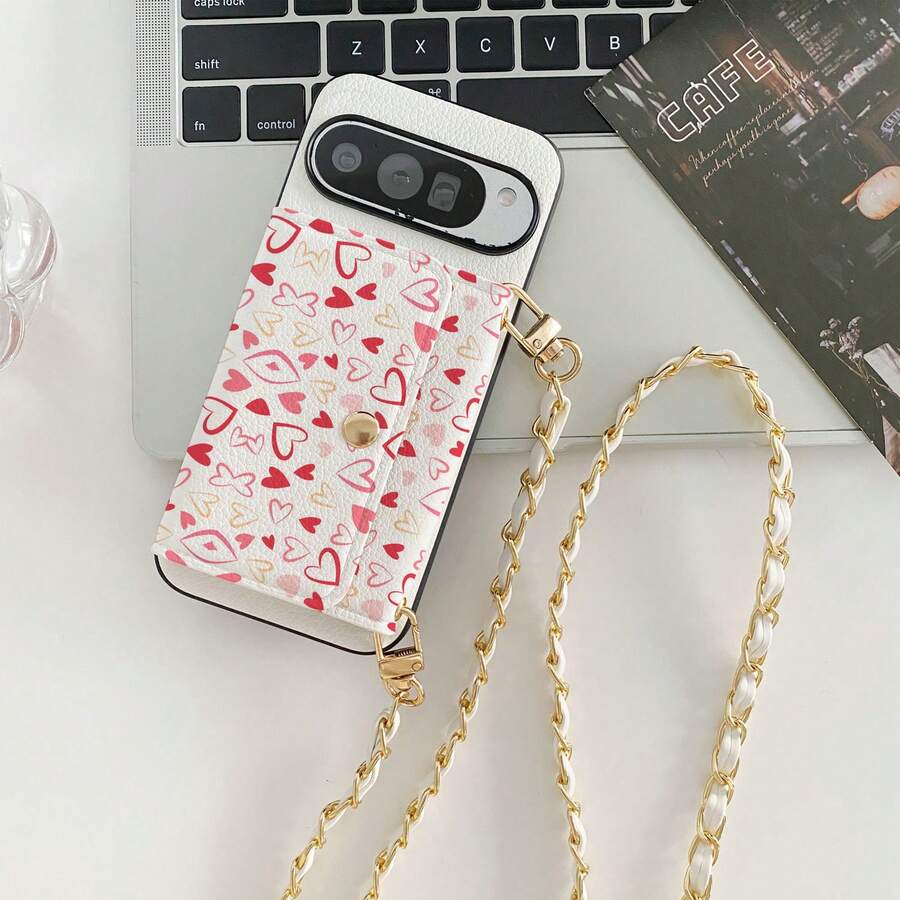 1件装优雅心形波点印花卡包斜挎钱包手机壳,兼容谷歌Pixel 10/9 Pro XL/8/7/6/9a/8a;镜面PU皮革卡槽钱包手机壳,兼容三星Galaxy S26/S25 Edge/S24/S23/S22/S21/S20 FE/Note 20 Ultra/A17/A16/A15/A07/A52/A53/A54/A25 5G;多功能保护套,适用于小米Note 15 Pro/14/13 4G/Poco C75。 - 愛心12 - 查看 1