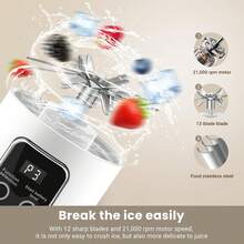 Portable USB-Rechargeable Personal Blender & Juicer, Easy-Clean & Self-Cleaning, Perfect For Milkshakes, Fruit & Vegetable Drinks - White - View 2