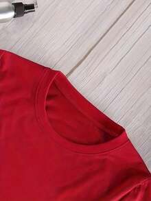 ropa de mujer Camiseta de manga corta con cuello redondo y estampado gráfico 100% algodón para mujer - "Mañana Sera Bonito" con estampado de arte de grafiti colorido inspirado, estética latina Y2K, divertida, casual, para uso diario, estilo urbano, camisas de mujer - Rojo - Ver 4