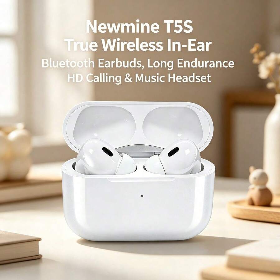 Newmine T5S 無線耳機 手機通用觸控影音娛樂入耳耳麥 高音質續航藍牙耳機 迷你藍牙耳機 運動跑步降噪低延遲耳塞 - 查看 1