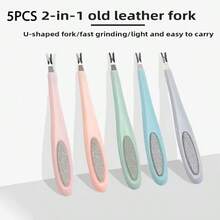 J·FOCUS 5件套二合一美甲护理工具套装，U型角质层推棒内置指甲锉，双头美甲工具，用于去除角质层和抛光指甲 - 彩色 - 查看 6