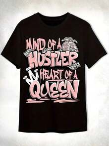 short-sleeveCamiseta unisex Hustler Heart Queen con estampado Legend: presenta el eslogan "Mind of a Hustler Queen" y un diseño con el símbolo del dólar. Camiseta de manga corta con cuello redondo, suave y transpirable, apta para hombres y mujeres, de estilo urbano informal, perfecta para el uso diario y actividades al aire libre en verano. Camiseta casual y cómoda para hombre, disponible en tallas estándar para hombre.100% Cotton - Negro - Ver 6