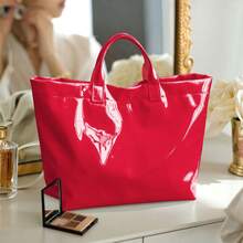 1pc Women' Elegant Lightweight Tote Bag - PVC-Fabric Handbag Suitable For Travel, Commuting, Parties, Hand Washable, Spacious Casual Purse For Clothing, Cosmetics Storage Gift For Family - Hồng - Xem 6