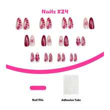 24 Pieces Of Handmade Nail Stickers, Wearable Nails, Flower Rhinestone Nail Art Pieces, Finished Products - Chất lượng cao - Xem 5