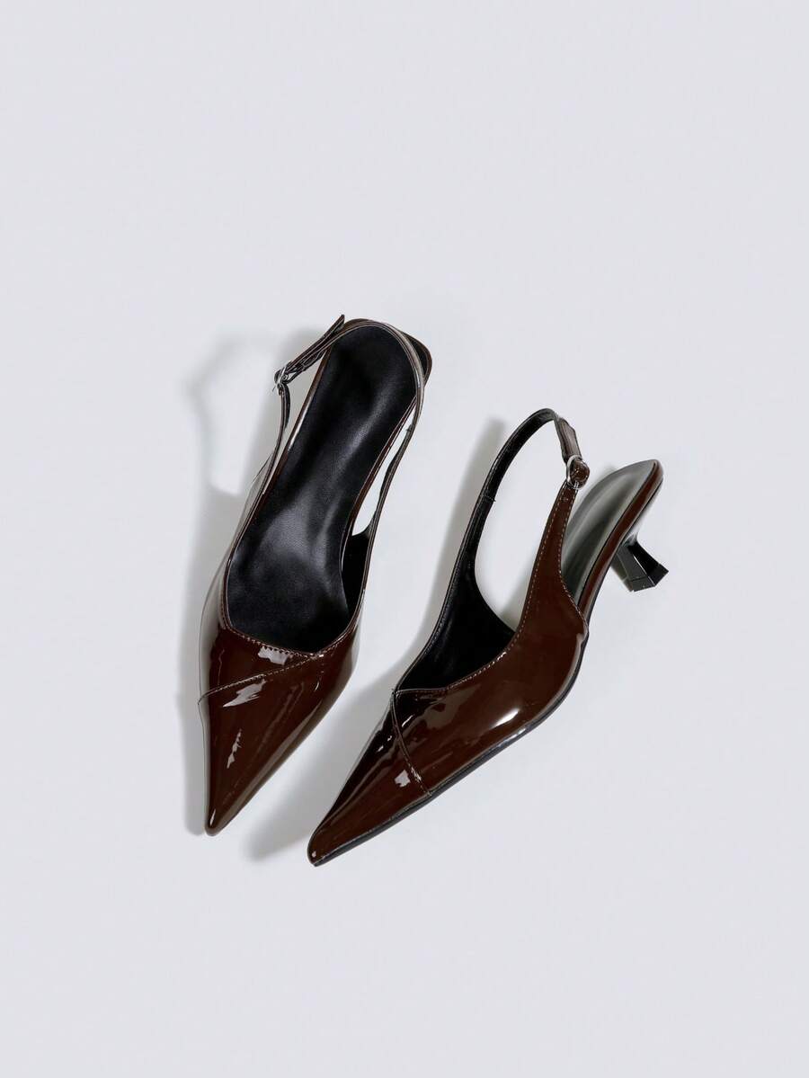 Women's Pointed Toe Buckle Design Elegant Fashion High Heel Pumps - Burgundy - View 1