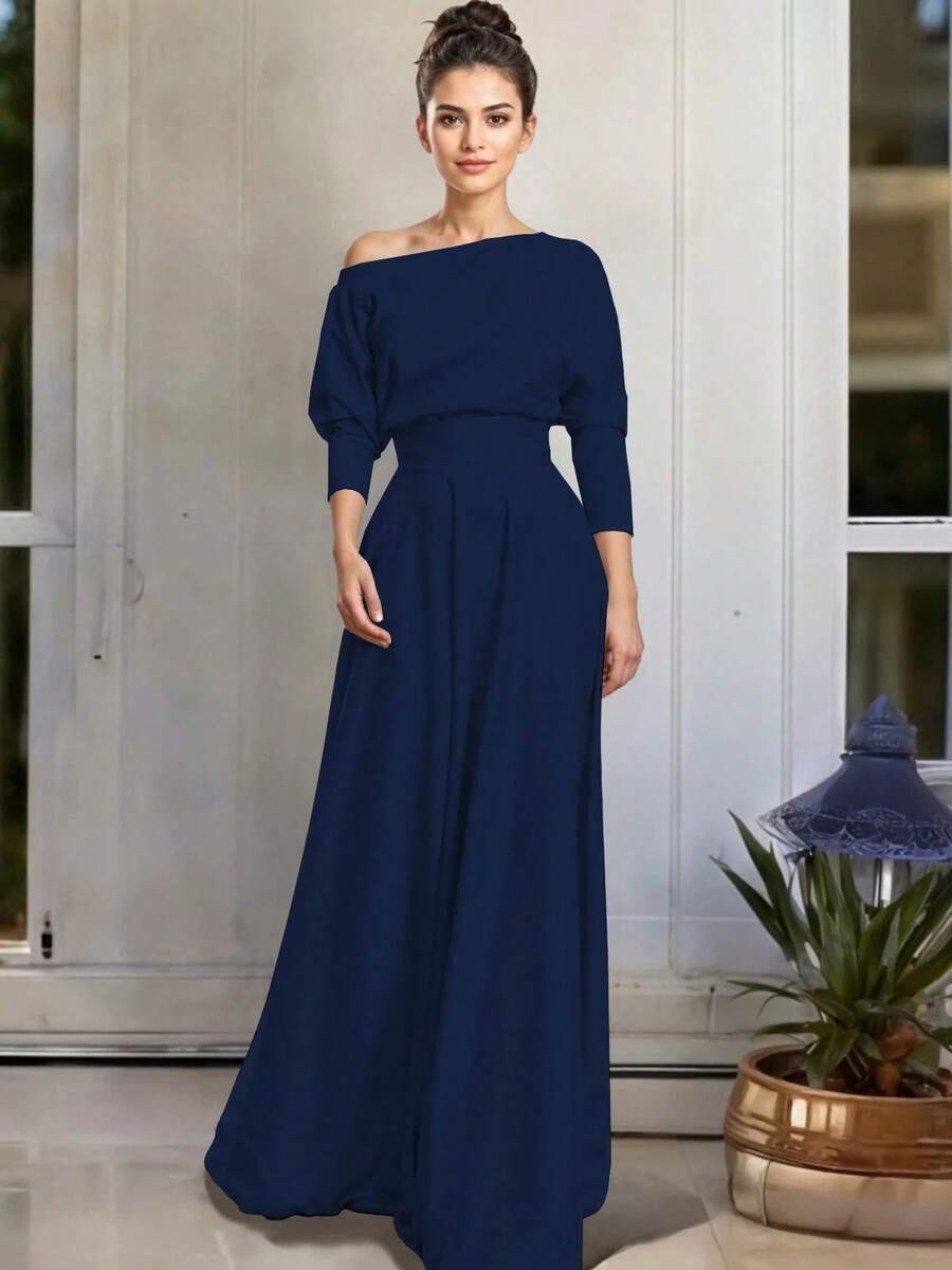Vestido Largo Elegante Moda Casual Anastacia - Azul marino - Ver 1