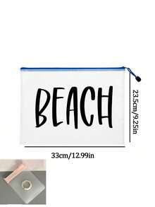 防水時尚沙灘包，印有「Beach Please」彩色圖案，大容量透明化妝包配尼龍拉鍊 - 輕量、春夏收納、耐用，適合游泳、沙灘、潛水和夏季度假、返校使用，輕量防曬收納包，適合送給朋友、家人、閨蜜、同學。生日、節日、派對、婚禮（伴娘）、郵輪必備，夏季度假禮物 - 彩色 - 查看 11