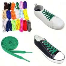 Flat Shoelaces 516 Wide Solid Color Strings Athletic Sneakers Boots Shoes - 2772 Length Shoe Laces US8E - 54" (137 Cm) + Green - View 8