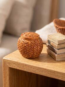 10pcs Mini Woven Rattan Baskets, Miniature Woven Baskets Miniature Landscape Decoration, Mixed Shapes And Sizes, Suitable For DIY Decoration Accessories, Mini Photography Landscape Storage Frame Small Ornaments, Party Decorations, Outdoor Miniature Statue Decoration - Miniature Model - View 4