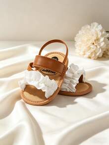 Sandalias abiertas con diseño floral lindo, transpirables, para niñas, livianas y cómodas, antideslizantes, adecuadas para interiores, exteriores, playa, primavera/verano - Marrón - Ver 5