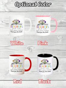 1/2/4pcs Customizable Teacher's Day Mug, Ceramic Mug With Customizable Name, Personalized Teacher's Day Flower Coffee Mug. - Normal - View 3