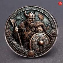 1pc 2D Flat Viking Warrior Brooch | Stainless Steel Nordic Shield Design, Multifunctional Fashion Accessory For Clothes, Hats, Bags - Elegant And Durable Gift For Men And Women - A - View 1