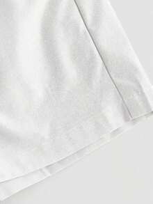 Shorts diarios tejidos de unicolor para mujer, sencillos - Blanco - Ver 5