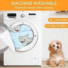 1 buah Alas Kasur Hewan Peliharaan Lembut, Desain Hiu Kartun, Alas Kandang Anjing yang Dapat Dicuci, Cocok untuk Anjing Kecil/Sedang/Besar, Bantal Kandang Anjing Bolak-balik, Alas Kasur Kucing, 4 Musim - MultiWarna - View 5