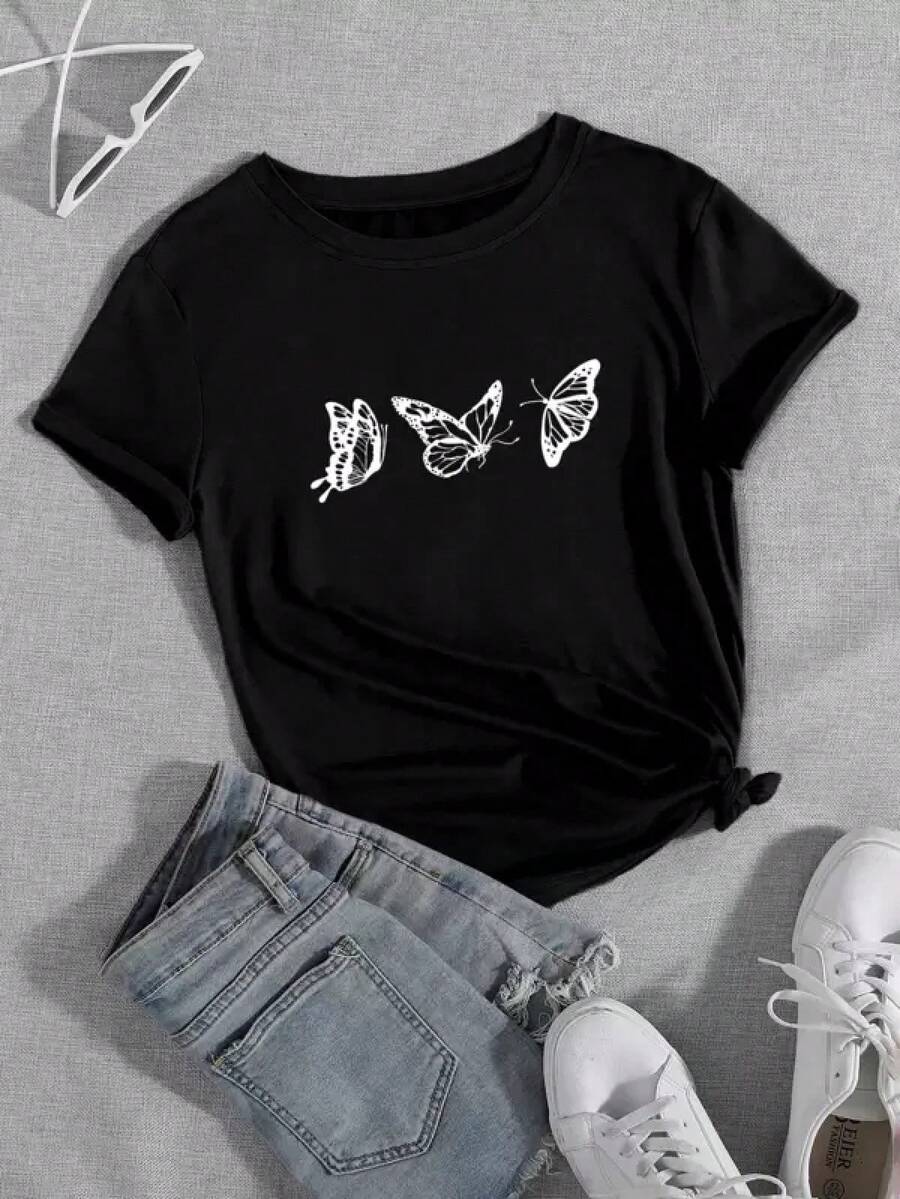 1 pieza de camiseta unisex de manga corta y cuello redondo, holgada, de 180 g, diseñada por artistas de Y2K en el estilo Bababask, hecha de 100% algodón puro.Son informales y versátiles, adecuados para ropa urbana, salidas diarias, campamentos, conciertos, eventos de hip-hop, rock y rap, y presentan diseños inspirados en celebridades.Ideal para festivales, otoño y uso durante todo el año. - Negro - Ver 1