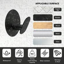 2/6/8pcs Stainless Steel Wall Hooks, No Drill Hanging Racks, Minimalist Black Design, Suitable For Hanging Clothes, Towels, Hats, Keys, Etc. Waterproof And Durable Adhesive Hooks For Bathroom, Kitchen, Living Room - Multicolor - View 12