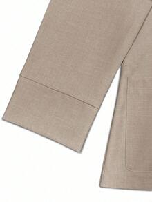 Blazer ligero de verano con cuello de contraste, uso casual/laboral, de 3/4 de manga para mujer - Marrón 2 - Ver 3