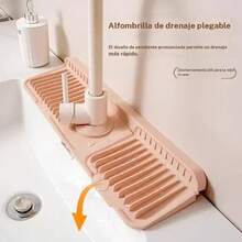 Morandi Design Faucet Drain Mat, Splash-Resistant Silicone, Multipurpose For Kitchen And Bathroom Countertops - Gris1 - View 5