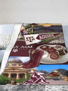 Texas A&M Merch Aggies Throw Blanket Warm Blankets Breathable Air Conditioner Blanket For Car Classic Outdoor Blankets For Picnic For All Season - màu đen - Xem 3
